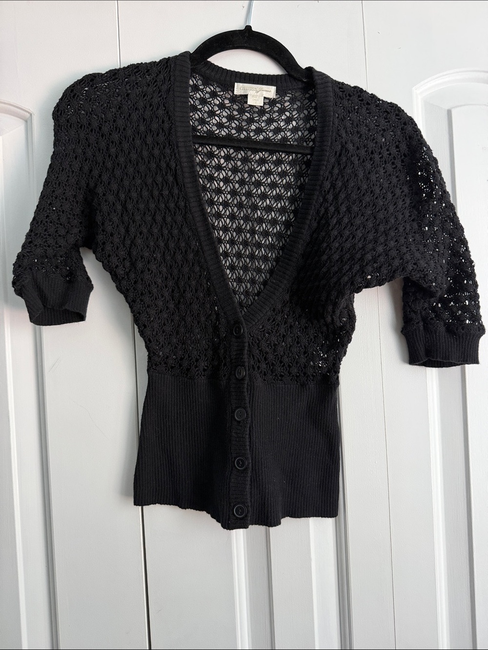 Guess Jeans vintage Black Open-Knit Button Women's Sweater